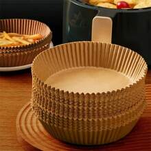 50pcs Air Fryer Baking Pan Disposable Paper Parchment Wood Pulp Steamer Baking Papers For Airfryer