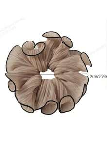 1 件优雅的法式雪纺发圈，复古褶皱发带 - 柔软、有弹性、可调节弹性发爪夹，适合女士，非常适合发髻、马尾辫和日常发型，发圈、发球、洗脸、发饰