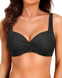 Top de bikini con aros y push-up para mujer - Traje de baño con relleno - Floral rosa - Ver 4