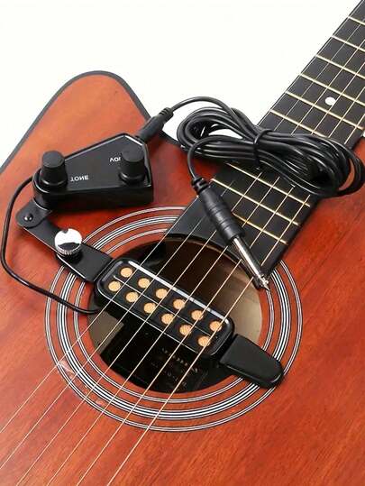 1 件可调节音调和音量的 12 孔吉他拾音器 P-011，带音量控制、音频线、吉他配件、音孔拾音器