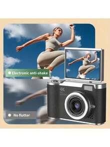 SEREE 4K Clamshell Digital Camera, 48MP Camera, Rechargeable Camera, 2.4-Inch Display Camera, Button Control, Equipped With 32GB Memory Card, The Best Gift For Valentine's Day, A Must-Have Gift For Beginners - 粉色 - 查看 9