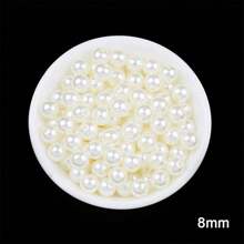 3-14mm ABS Faux Pearl Beads With Hole, Loose Round Craft Beads For Jewelry Making, DIY Handmade Needlework Faux Pearl Necklace Bracelet 8 Size White Beige