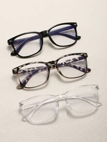 1/3 件几何塑料装饰日常复古时尚经典优雅简约永不过时的百搭情侣风格太阳镜基础款休闲女士透明眼镜户外旅行日常生活办公室阅读配件