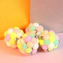 1 件随机颜色铃铛和毛球猫玩具，适合所有猫咪玩耍，缓解无聊，磨牙清洁牙齿 - 彩色 - 查看 4