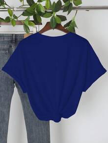 Women's Plus Size Casual Butterfly Print T-Shirt, Round Neck, Slightly Stretchy Fabric, Fashionable Top For All Seasons