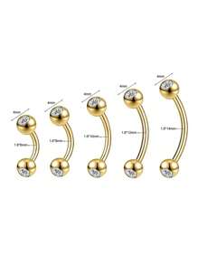 AVYRING 1pc 14G Stainless Steel Belly Button Ring 6/8/10/12/14mm Curved Navel Rings Helix Cartilage Piercings Jewelry Eyebrow Rings Labret Stud Lip Piercing