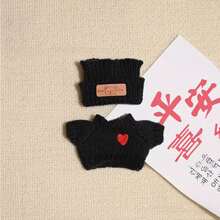 [Clothes Only] Compatible With 1st & 2nd Generation Doll, Cozy Heart Sweater + Bear Beanie Set, Cute & Warm Autumn/Winter Outfit (For Labubu / Compatible With Labubu) - Multicolor - View 8