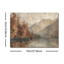 1pc Framed/Unframed Vintage Fall Mountain Forest Rustic Wall Art Poster Canvas Print Minimalist Abstract Autumn Landscape Farmhouse Decor Retro Painting For Aprtment,Living Room,Bedroom,Modern Home Decoration
