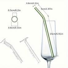 8/12pcs Glass Drinking Straws With Woven Cleaning Brushes