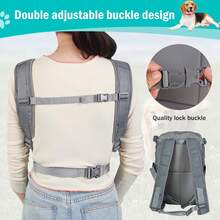 Mochila transportadora gris para perros – Piernas hacia afuera – Mochila portadora para mascotas para perros pequeños, medianos y grandes, aprobada por aerolíneas – Bolsa de viaje para gatos sin malla para caminar, senderismo, bicicleta y motocicleta - 1 - Ver 3