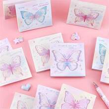 1 pièce Notes autocollantes adhésives avec motif de papillon dégradé - Style coréen, simples blocs-notes pour journaux et scrapbooking, fournitures scolaires, rentrée des classes