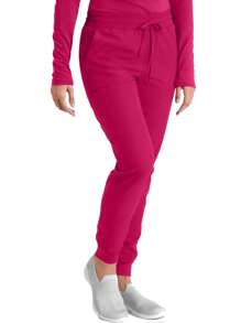 2-Piece Women's Solid Color Matte  Health Work Suit - Elastic And Breathable  Uniform With V-Neck Short-Sleeved Top And Drawstring Pants, Functional Pockets - Machine Washable, Durable, Suitable For Health Professionals - 玫紅色 - 查看 9