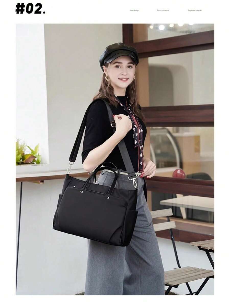 轻便大容量防水尼龙面料手提背包旅行背包电脑短途商务背包适合15.6英寸笔记本电脑适合旅行商务假期大学学校户外假日商店适合男孩女孩学生男士礼物送给女士的登机包 40x20x25 返校学校用品包用于学校工作笔记本电脑包女士 书包 - 黑色 - 查看 1