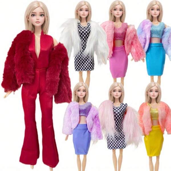 1 Set Handmade Of Newest Doll Fashion Coat Tops Pants Winter Warm Doll Clothes For 30cm Doll Clothes Accessories Girls Toy Gifts (Not Include Doll)