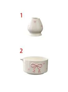 2 Stücke/3 Stücke/4 Stücke Multi-Farben geprägte Schleife & Herz Keramik Matcha Set, beinhaltet Matcha Schale, Matcha Pinsel, Matcha Tasse, Bambus Quirl & Löffel, Tee Zeremonie, Backwaren Herstellung, Getränke Werkzeugesets, japanischer Stil Geschenkbox, Song Dynastie Matcha Quirl Werkzeugesets, Feiertags Geschenkset