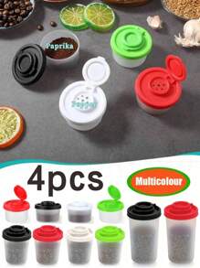1/2/4 Pcs Salt And Pepper Set, Mini Durable Salt And Pepper Shaker Set, Spice Jars, Salt Container, Plastic Pepper Bottle With Airtight Lid Transparent, Kitchen Accessories, Spice Storage Box, Travel Seasoning Bottles Suitable For Home Kitchen, Outdoor Camping, Picnic, Beach, BBQ, Lunch Box, Portable Accessories