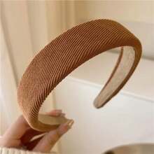 Diadema elástica Vintage a con estampado de celosía, diadema de esponja para mujer y niña, diadema de lado ancho, aro para el cabello, accesorios para cabello femenino - 5 caqui oscuro - Ver 15