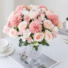 Artificial Flowers Rose Chrysanthemum Silk Bridal Bouquet Wedding Outdoor Arch Festival Home Room Vase Table Diy Gift Decoration