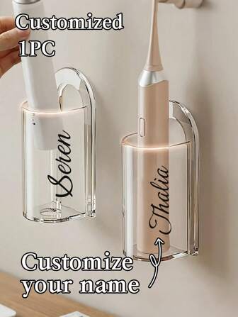Supporto adesivo personalizzato per spazzolino elettrico, organizer da parete per il bagno, porta nome personalizzato, organizer da parete per il bagno, utilizzato per organizzare lo spazio del bagno, senza alimentazione elettrica richiesta, installazione portatile, decorazione per il bagno, piccolo e portatile, facile da smontare, lavabile, riutilizzabile