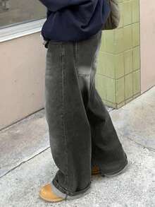 TOP Cross-Border European And American Street New Spring And Autumn Loose Casual Slim Mid-Waist Straight Pants Women's Jeans