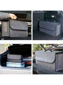 1 pièce Organisateur de coffre de voiture pliable en fibre de polyester, design à plusieurs emplacements - boîte de rangement de voiture portable, convient à la plupart des voitures, design compact, structure robuste, convient aux aventuriers en plein air