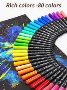 1 pieza Marcador de punta suave de acrílico líquido directo con diseño de Capibara, en colores 24/36/48/60/80, opacos y mezclables, marcadores de arte fino para artistas, útiles escolares, vuelta al cole - Líquido recto de cabeza suave - Ver 2