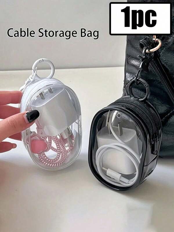 1/2/Pièces Nouveau sac de rangement portable mini transparent et imperméable à la mode, peut ranger les écouteurs, les chargeurs, les câbles de données, les rouges à lèvres, les parfums, les clés, les bracelets, les cosmétiques et autres articles. Pochette de rangement suspendue multifonction, essentielle pour les voyages, les déplacements professionnels, les vacances, la rentrée scolaire, la randonnée