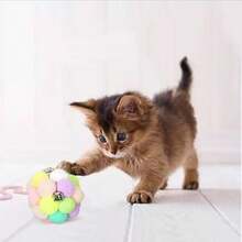 1 件随机颜色铃铛和毛球猫玩具，适合所有猫咪玩耍，缓解无聊，磨牙清洁牙齿 - 彩色 - 查看 3