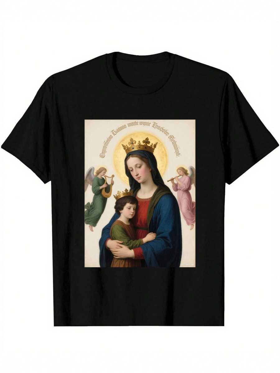 Round-Neck Printed Short-Sleeved T-Shirt, Made Of Comfortable And Breathable Material, A Casual Sporty Style Men's 100% Pure Cotton Street T-Shirt