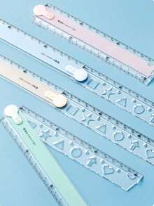 1 件折叠尺，彩色尺子，学生用，塑料尺，多色可选，用于几何绘图和插图，办公文具测量尺学校用品，返校 - 彩色 - 查看 6