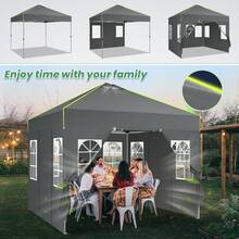 CAROMA Carpa plegable 3x3, carpa emergente, impermeable, estable, resistente al invierno, carpa plegable para fiestas con 4 paredes laterales, protección UV, carpa de jardín con abertura de ventilación de malla y bandas reflectantes, carpas para la playa, camping, eventos al aire libre