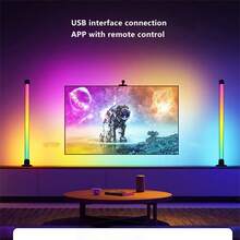 1pc Desktop Ambient Light - Bluetooth APP-Connectable Corner Lamp With IR Remote Control - PC Material, USB Powered (Black) - For Living Room, Bedroom, Study, Bedside & Gaming Room - Birthday Party & Christmas Atmosphere Rhythm Light - Multicolor - View 1