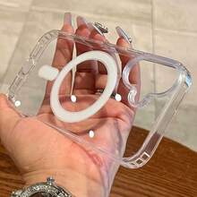 Solid Color Wireless Charging With Magnetic Suction Ringfor  S22 S23 S24 S25 Ultra/Plus/FE/+ Mobile Phone Case,For IPhone 16 15 14 13 12 Pro Max 16 15 14Plus X/Xs Max  Transparent  Acrylic Anti-Drop Case - Trong suốt - Xem 5