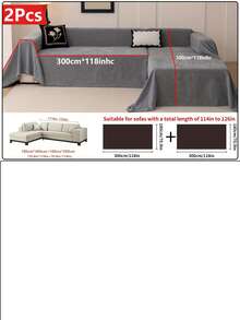 2 buah Sarung Sofa Bentuk L Warna Polos, Ramah Hewan Peliharaan, Tahan Gores, Tahan Kotoran, Dapat Digunakan Sepanjang Musim, Dapat Dicuci dengan Mesin, Cocok untuk Sofa Lurus dan Bentuk L - Grey - View 9