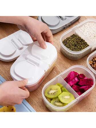 1pc Double Layer Sealed Food/Dried Fruit Container With Lid, Multifunctional Kitchen Fridge Plastic Storage Jar
