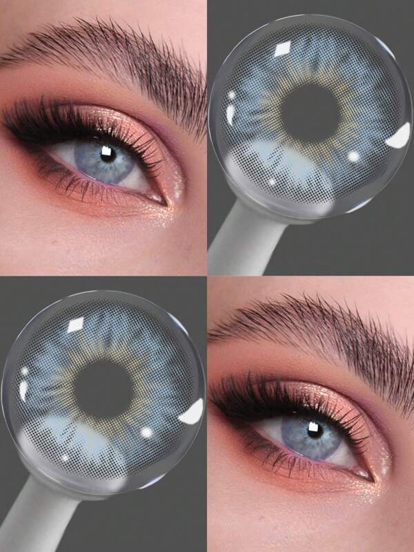 Lentes de Contacto de Colores Pro Fashion Lalens de 3 Tonos Azules, Diámetro 14.20mm, Agrandadores Diarios de Maquillaje, Lentes de Color Avellana, Pupilas Grises, Lentes de Contacto Suaves de Gris para Cosmética Nupcial, Contenido de Agua 38%, Curva de Base 8.6mm, Lentes de Agrandamiento Natural de Ojos Marrones para Ojos Oscuros, Pequeños Lentes de Contacto de Color para Ojos Oscuros