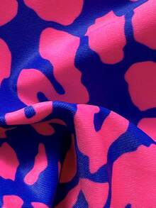 2件套女士豹纹细肩带系带性感比基尼套装，适合海滩度假和万圣节穿着，2025年夏季款 - 玫紅藍 - 查看 7