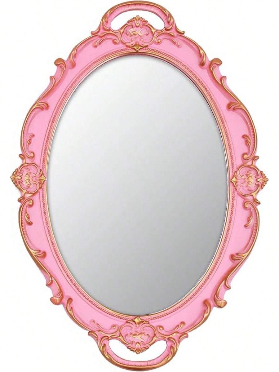 Bedroom Deccor Vintage Small Mirror 14.5 X 10 Inch Oval Pink Wall Mirror - 粉色 - 查看 1