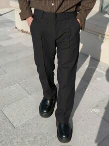 Herren Lässig einfarbige Knopf Stretch Taille leicht weite Anzughose, Falten Anzughose, Herren modische Kleidung, geeignet für den täglichen Gebrauch, Ausgehen, Party, Lässig, kann als Geschenk für Freunde, Familie, Freund verwendet werden. Klassische Herrenhose, Herrenhose