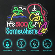 Insegna luminosa al neon "It's 5 o'clock somewhere", luci da barra, sala giochi, finestre, pareti, feste, compleanni, camera da letto, comodino, decorazione, regali per uomo