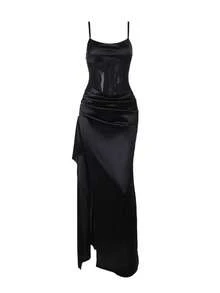 WOWDARK Women's Autumn Hooded Mesh See-Through Spaghetti Strap Party Mini Dress