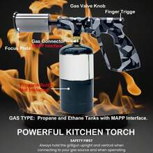 Powerful Cooking Propane Torch Lighter - Culinary Kitchen Torch, Sous Vide, Charcoal Lighters Campfire Starter, Flame Thrower Fire Grill Gun For Searing Steak, Creme Brulee, BBQ(Tank Not Included) - Màu vàng - Xem 2
