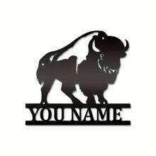 1PC Personalized Buffalo Metal Sign, Rustic Farmhouse Wall Art, Durable Metal Bison Decor For Ranch Barn Cabin Hunting Lodge, Western Home Decor, Farm House Decor,School Supplies,Back To School