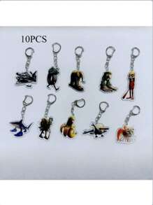 10pcs Cartoon Animal Keychain Creative Brainrot Sigmas Skibidi Rizz Cat Funny Keyring Accessories, Fans Gift School