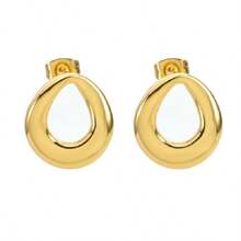 1 Set Gold Hollow Circle Stainless Steel Earrings, Vintage Chic Style, Versatile And Simple, Suitable For Party And Holidays
