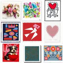 100 sellos de primera clase hechos de corazones para recuerdos de boda, conmemoración, recuerdos de boda, sellos de EE. UU. en libreta