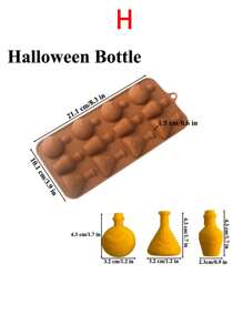 1pc 3D Halloween Silicone Mold, Halloween Pumpkin Bat Skull Ghost Fondant Chocolate Mold For DIY Halloween Gummies, Candy, Jelly, Chocolate, Jello Baking Tools, Kitchen Gadgets