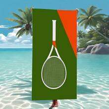 [速干超细纤维沙滩巾]，网球主题沙滩巾，极简风格，超大尺寸，柔软，时尚，送给好朋友的礼物，亲肤，防紫外线，防沙，速干，适合夏季，海滩，露营，运动，超细纤维沙滩巾，必备夏季礼物