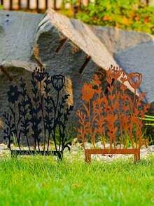 Hello Young 1PC Rustic Metal Wild Garden Stakes - Vintage Outdoor Lawn And Flower Pot Decoration. Garden Decorations Outdoor, Metal Outdoor Decorations, Garden Ground Stakes, Vintage Garden Decorations.Suitable For Modern Home Decor, Home Decoration