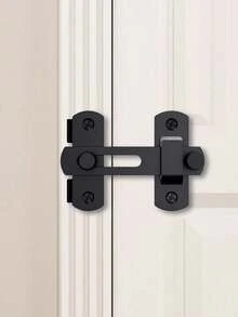 1pc Heavy-Duty Metal Gate Latch, 180° /90°Flip Sliding Bolt, Secure Locking For Pets, Garage, Bathroom & Garden, With Spring Mechanism - Black - View 4